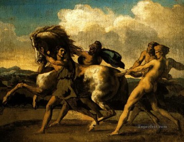 Los esclavos deteniendo un estudio de caballos para la carrera de caballos bárbaros 1817 Pinturas al óleo